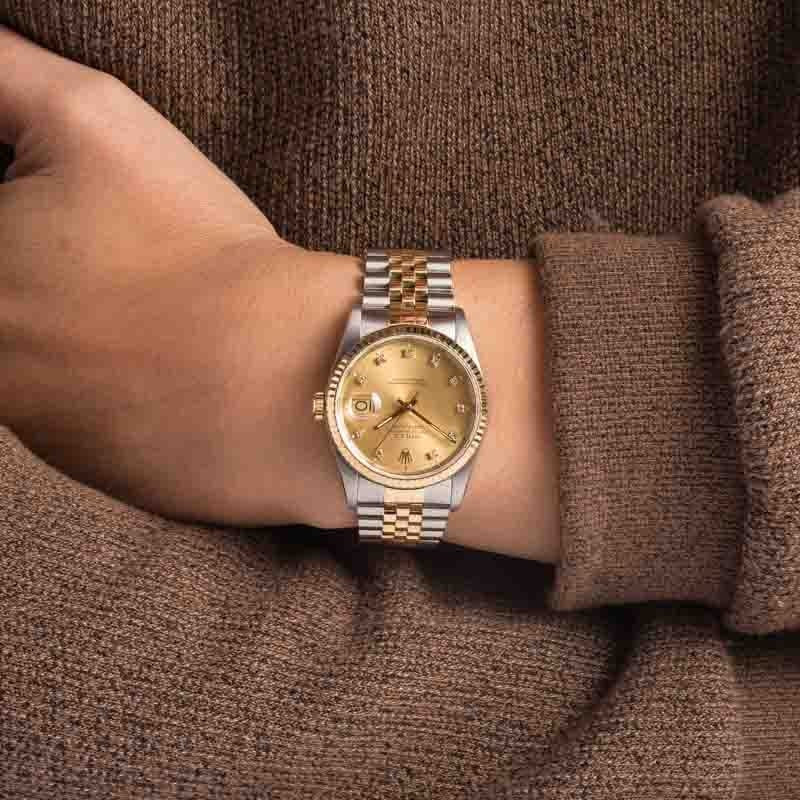 Rolex Datejust 36 16233 Champagne Diamond Dial - 5