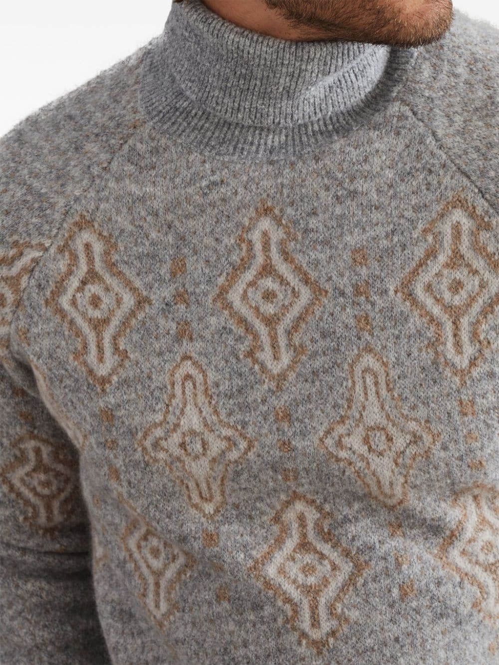 patterned-intarsia roll-neck jumper - 5