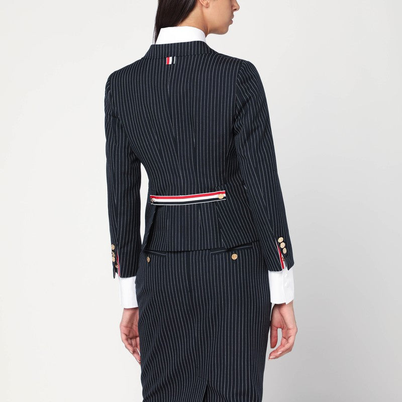 Thom Browne Navy Pinstripe Wool Blazer Women - 2