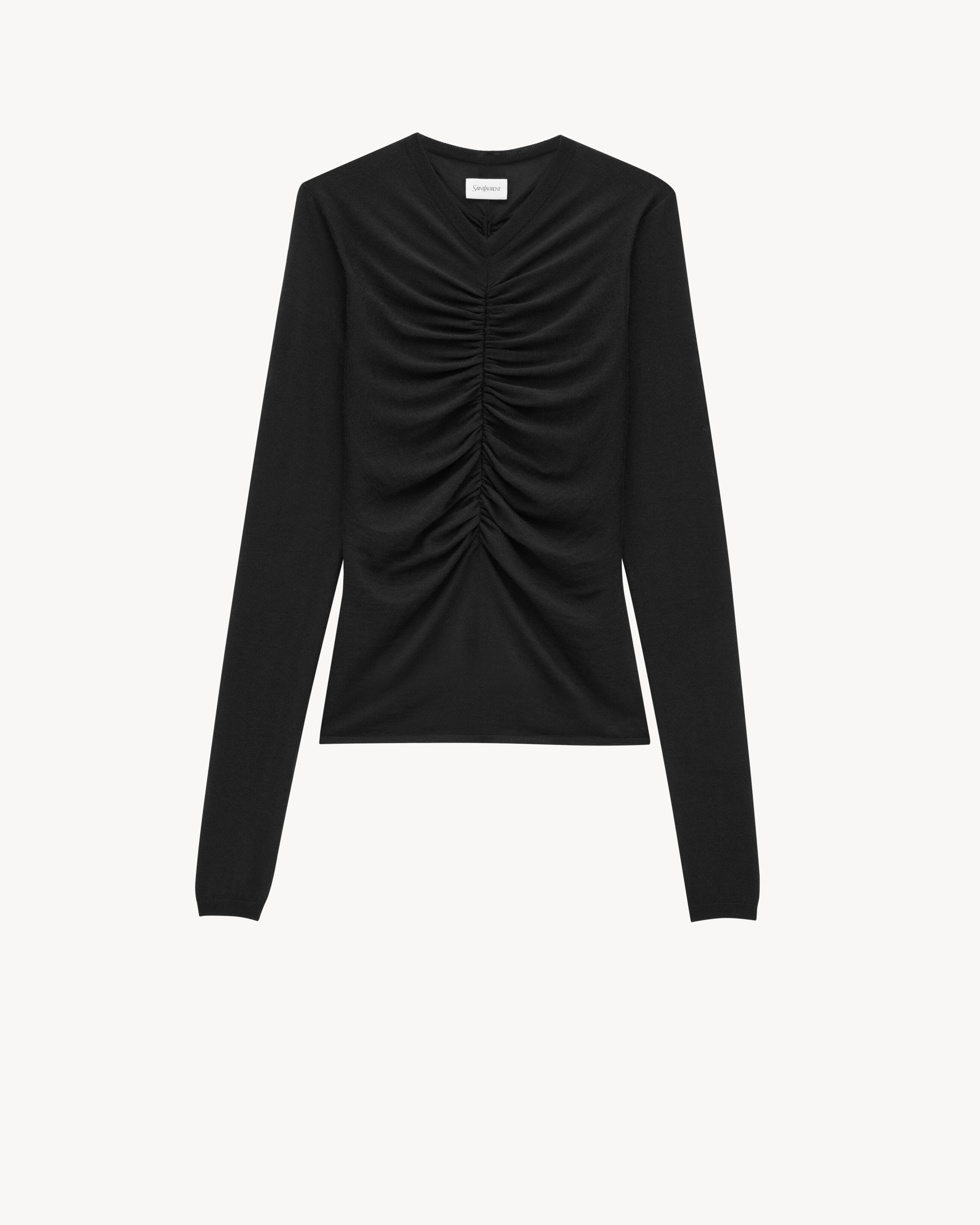 RUCHED SWEATER IN CASHMERE, WOOL, AND SILK - 1