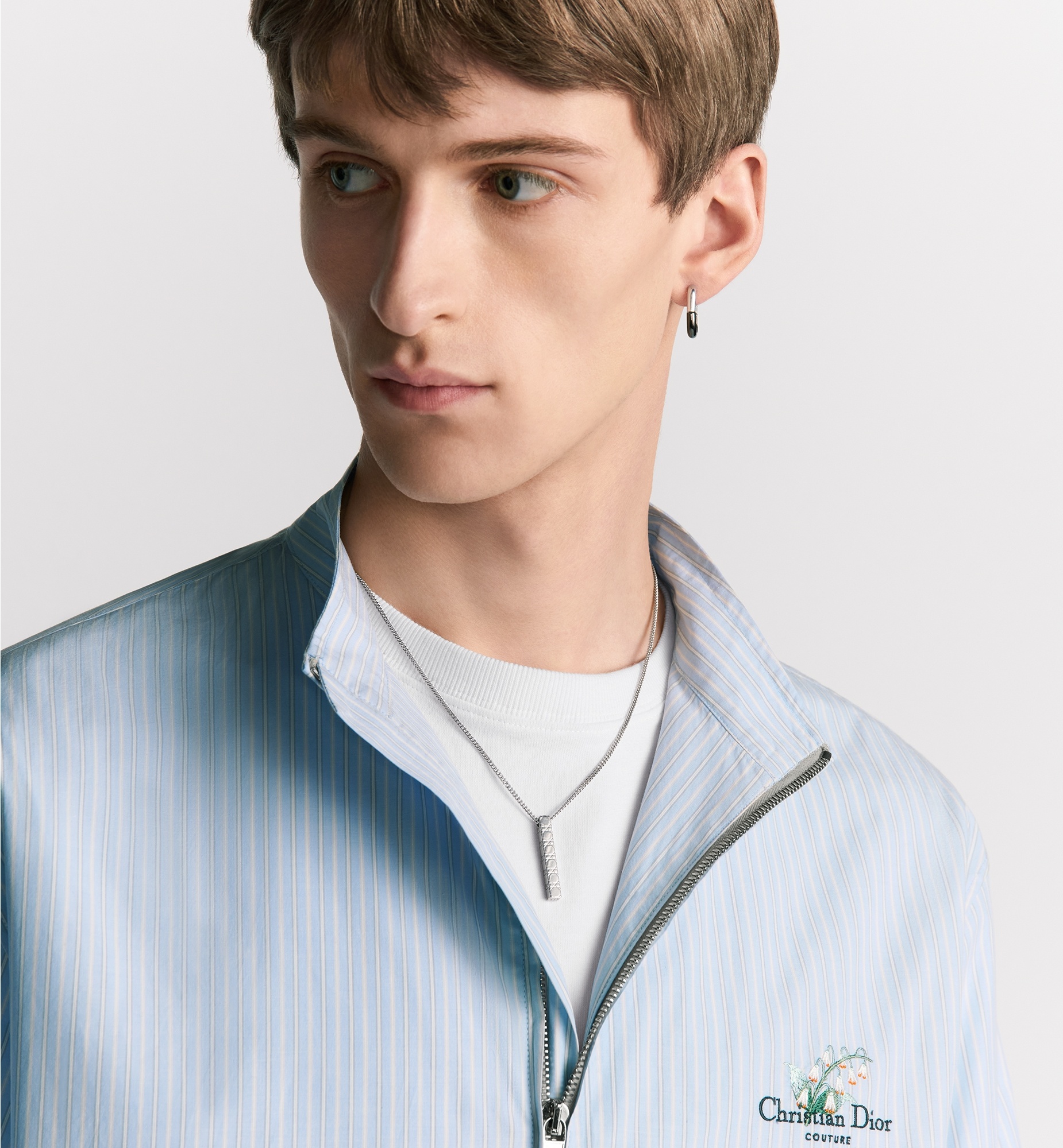 Zipped Shirt with Christian Dior Couture Lily of the Valley Embroidery - 4