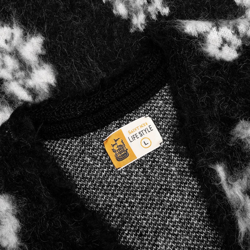 SAINT MICHAEL X DENIM TEARS COTTON WREATH CARDIGAN - BLACK - 3