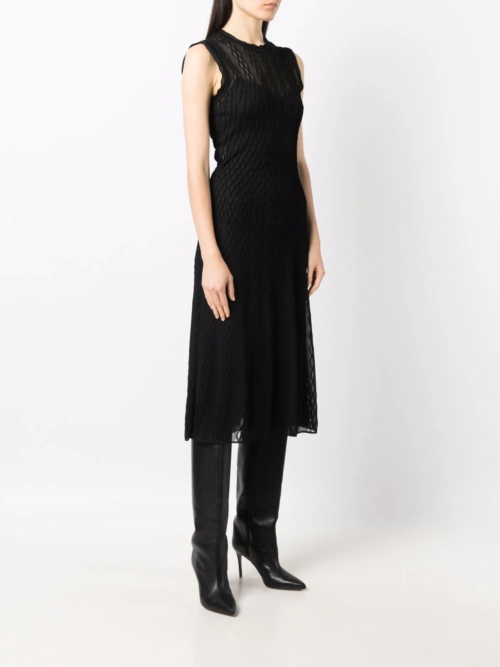 open-knit midi dress - 3