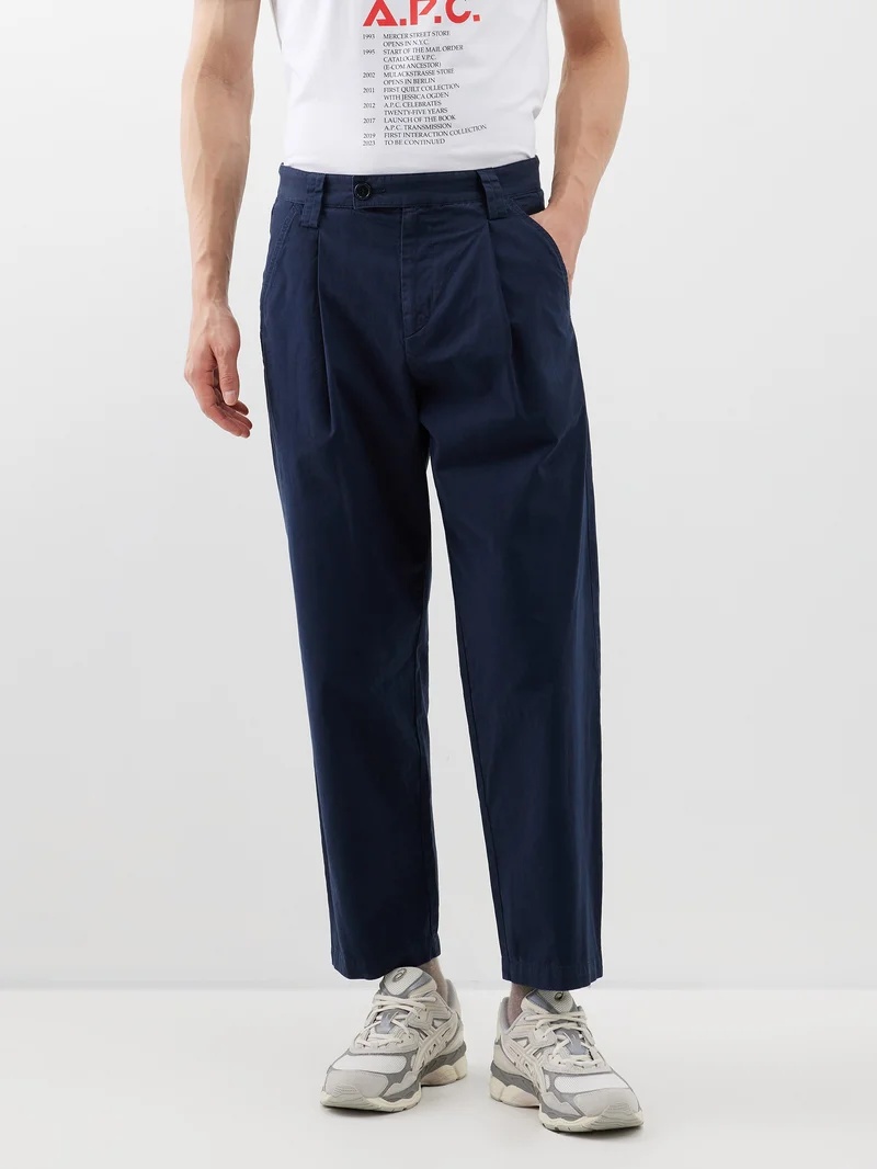 Renato pleated cotton-twill trousers - 1