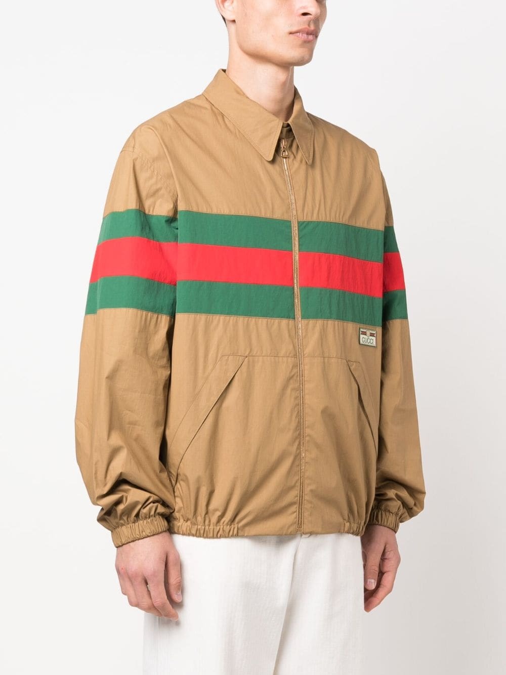 Web-stripe zip-up shirt jacket - 3