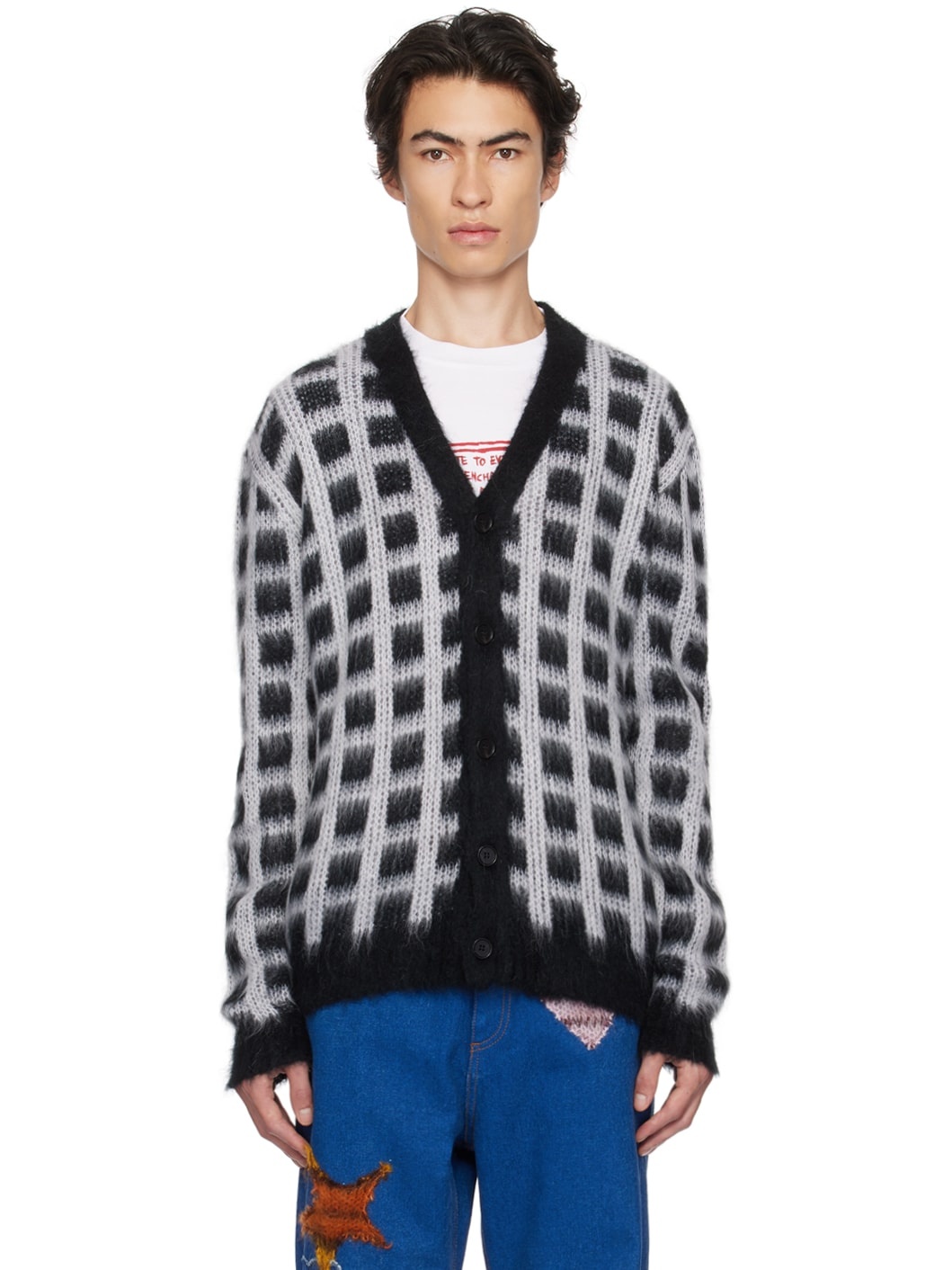 Black Checked Cardigan - 1