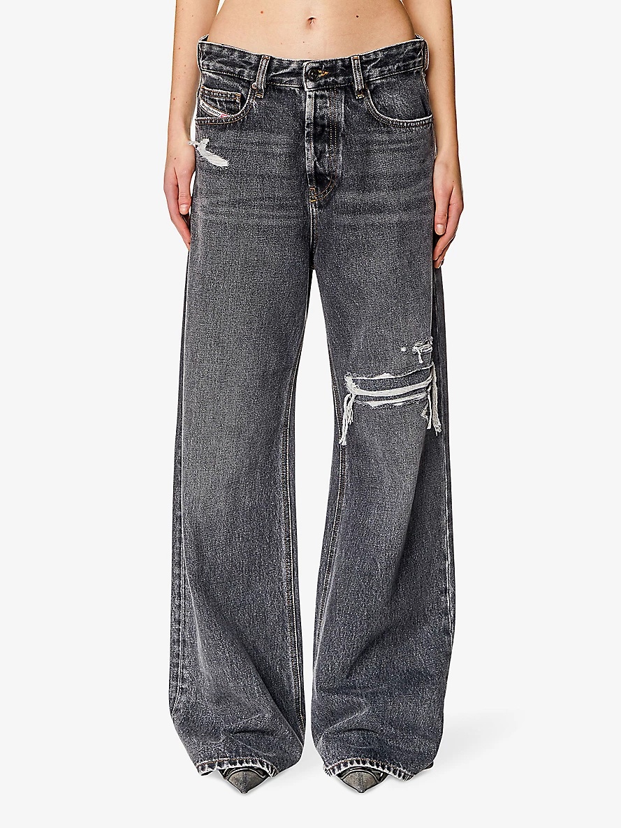 1996 D-Sire distressed wide-leg low-rise jeans - 3