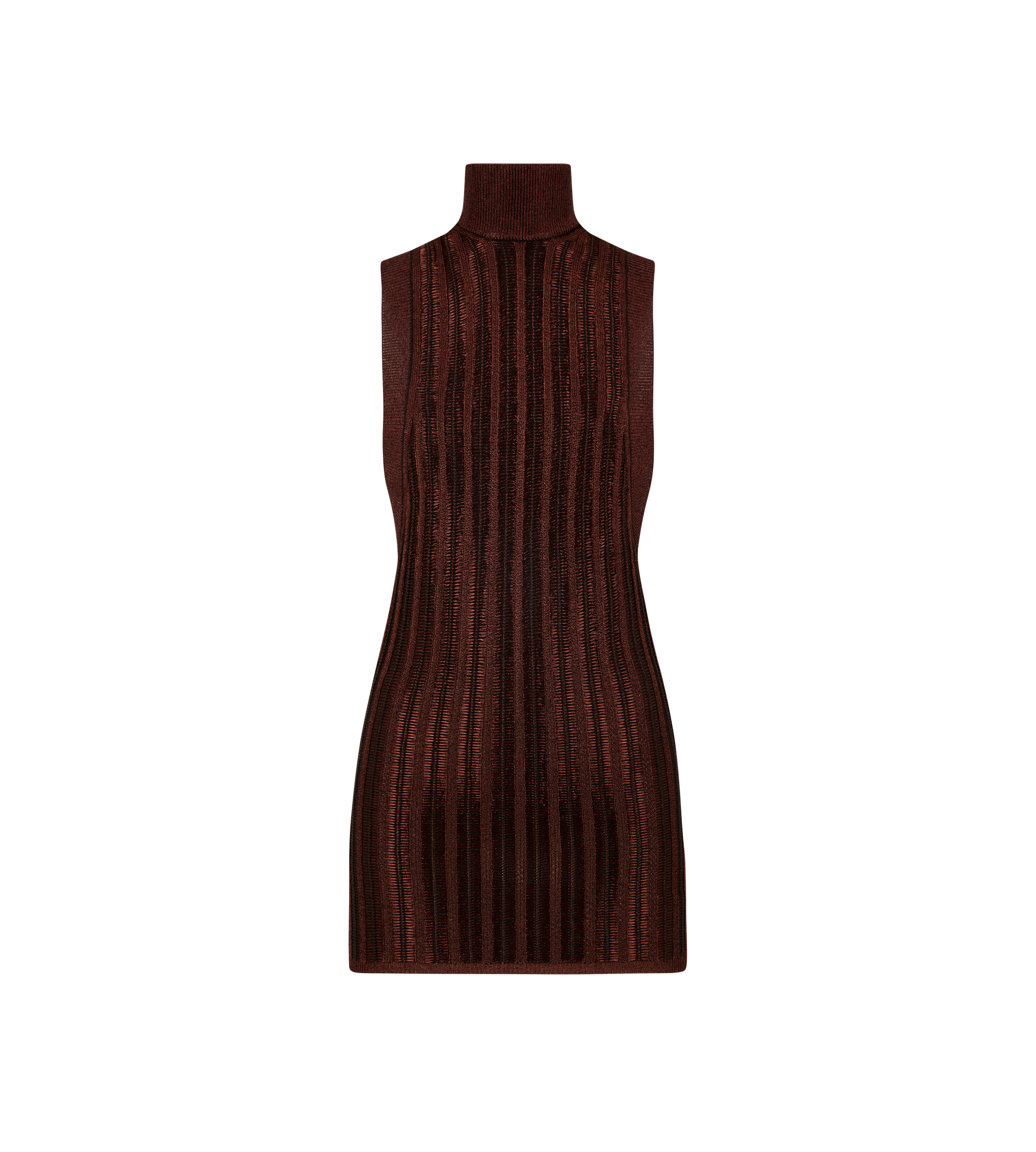 SLINKY VISCOSE AND WOOL RIB KNIT MINI DRESS - 1