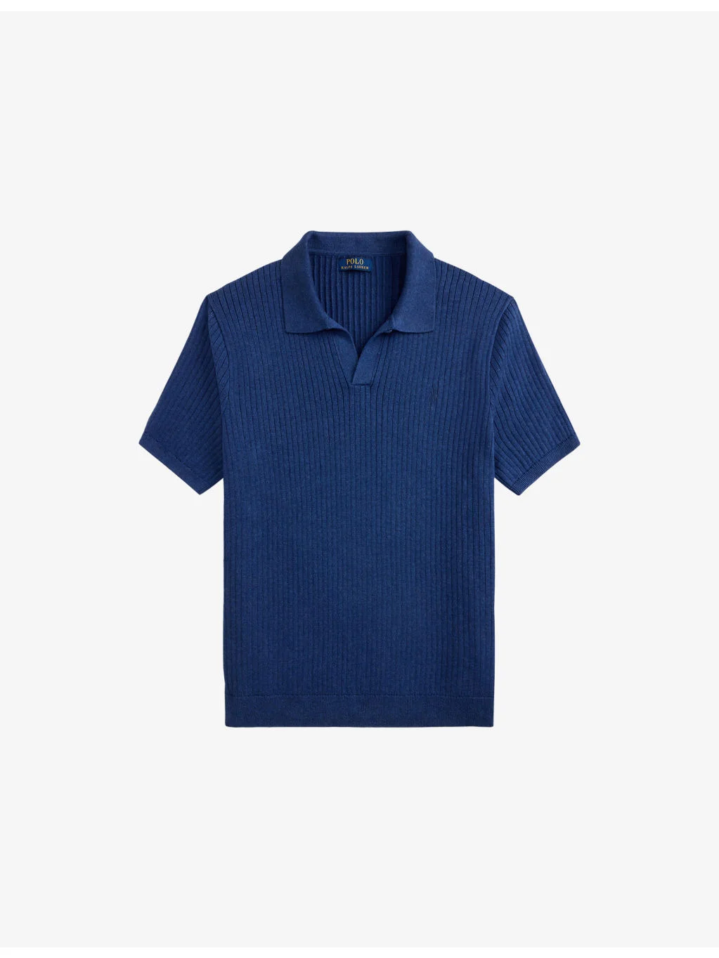 Open-Collar Ribbed-Knit Cotton Polo Shirt - 1