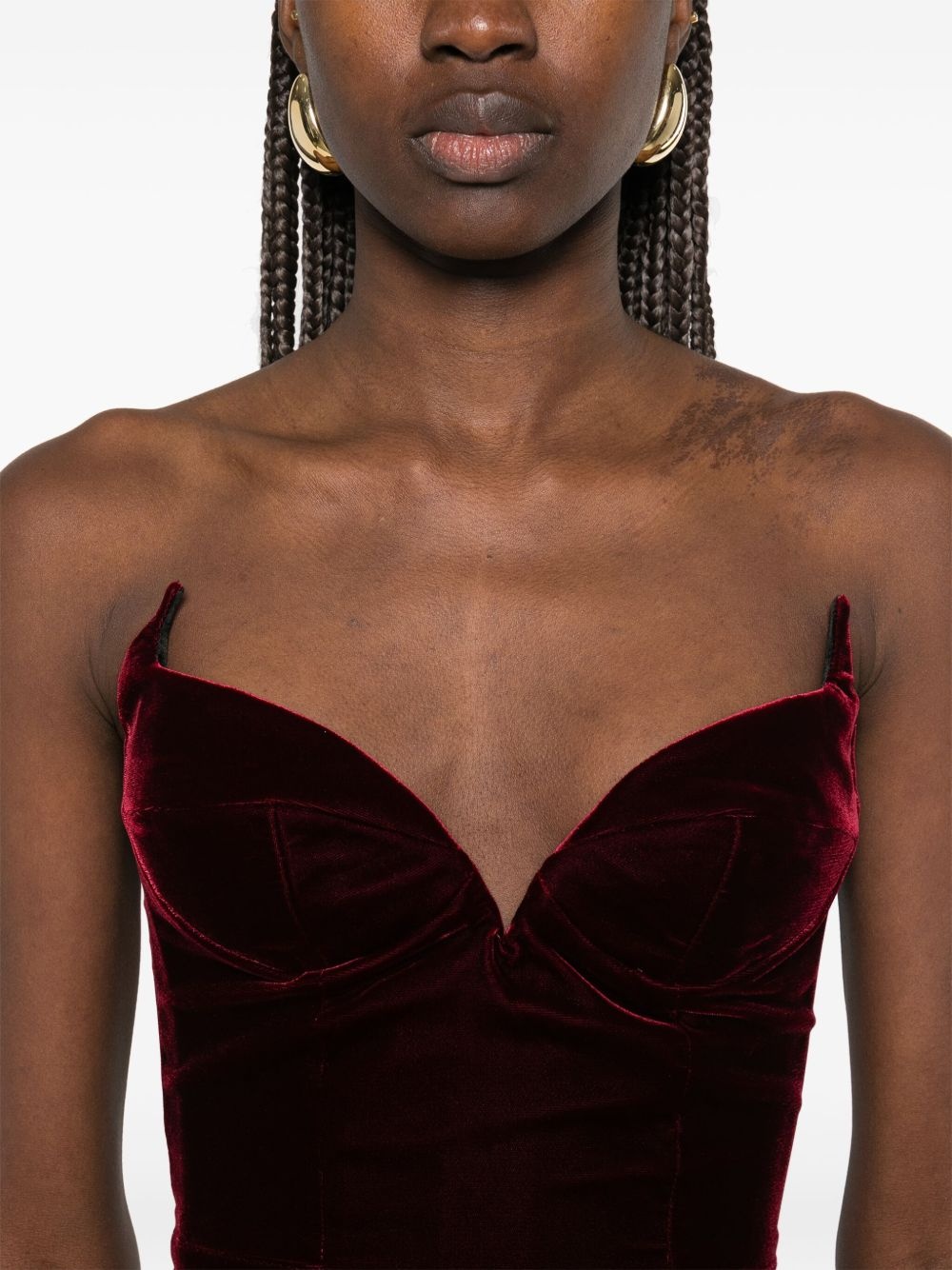 strapless velvet maxi dress - 5