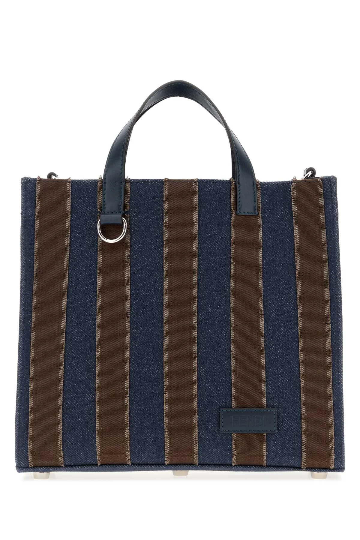 Fendi Men Embroidered Denim Pequin Shopping Bag - 1