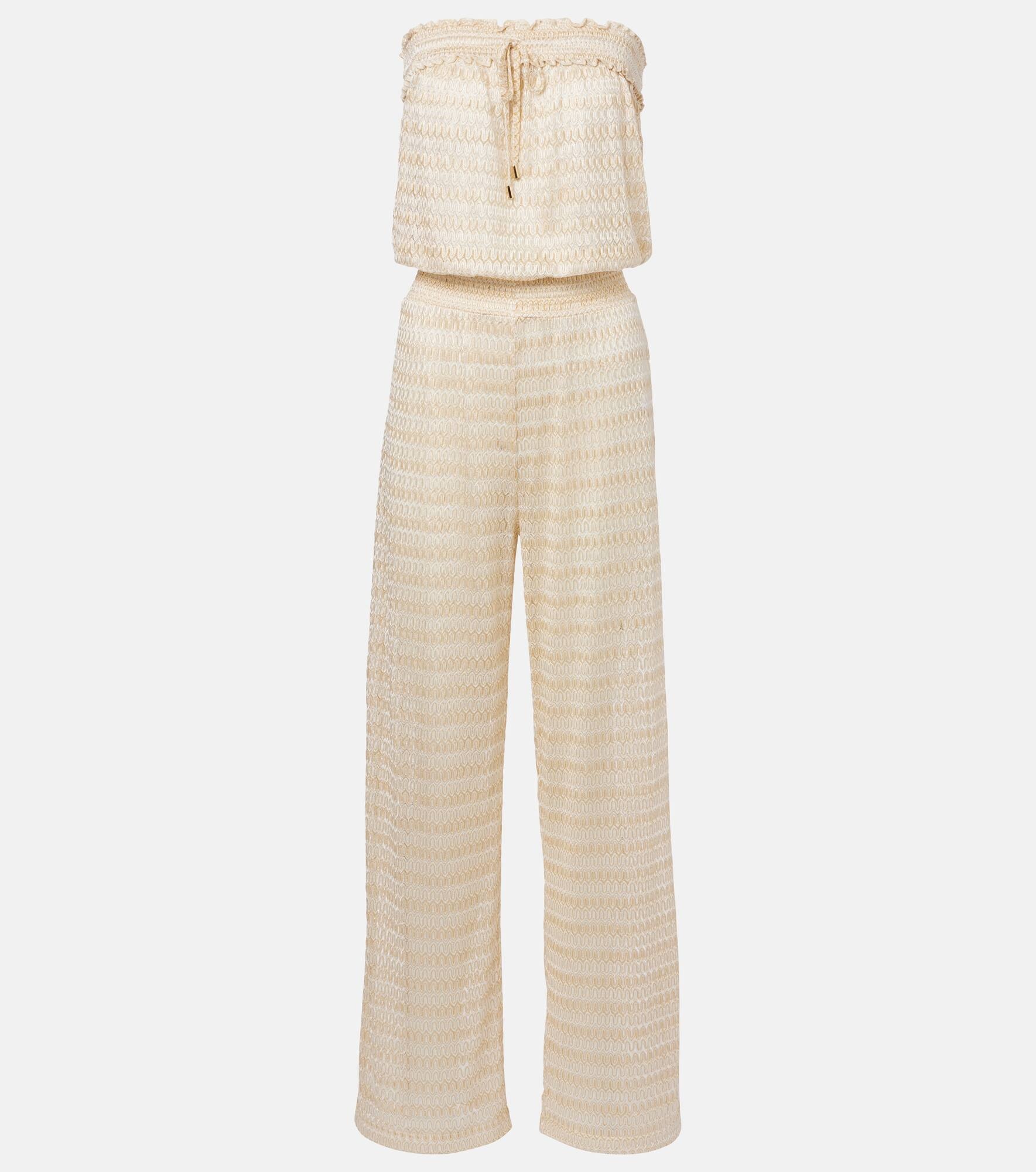Viv knitted strapless lamé jumpsuit - 1