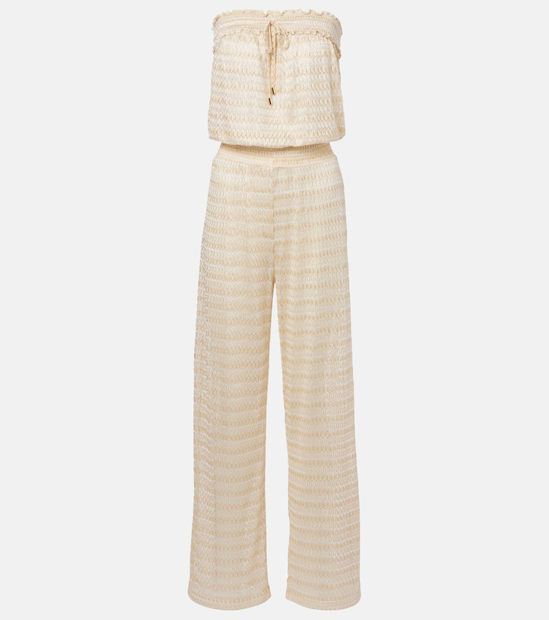Viv knitted strapless lamé jumpsuit 1