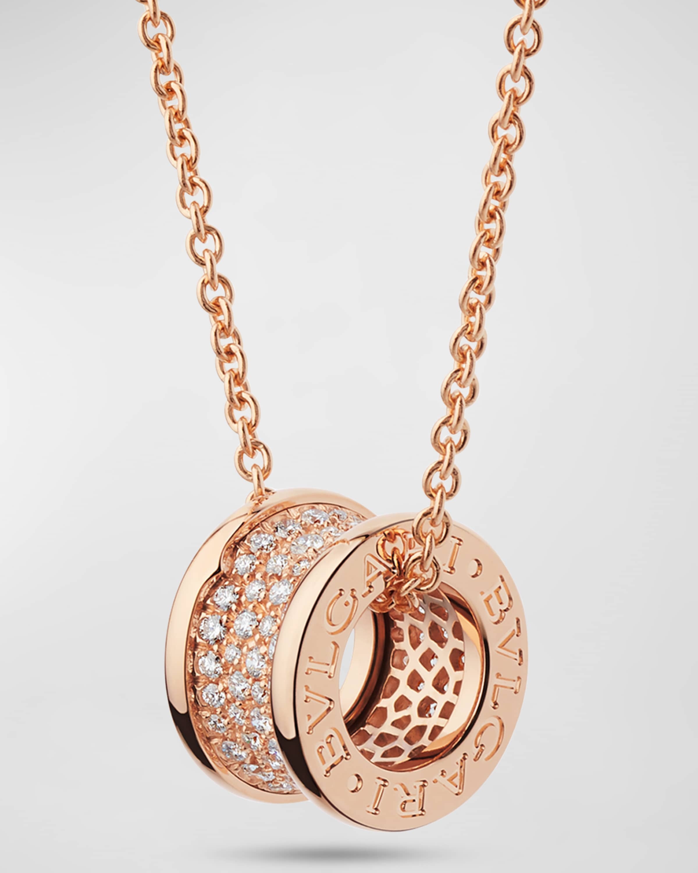 B.Zero1 18k Rose Gold Necklace with Diamonds - 1