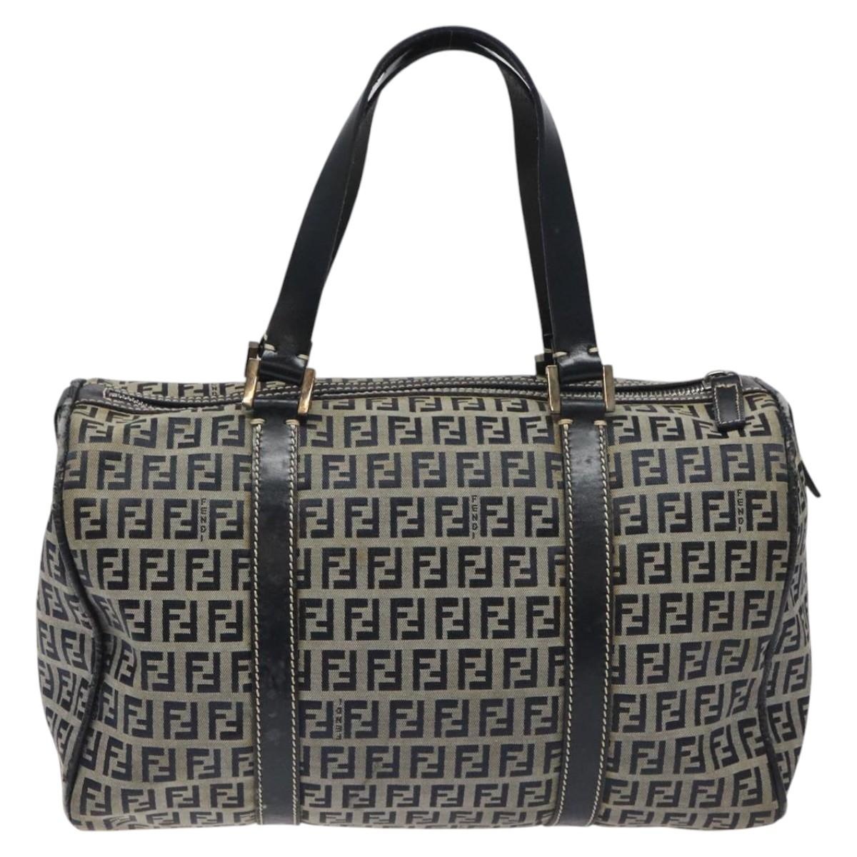 FENDI Zucchino Canvas Hand Bag Navy - 3