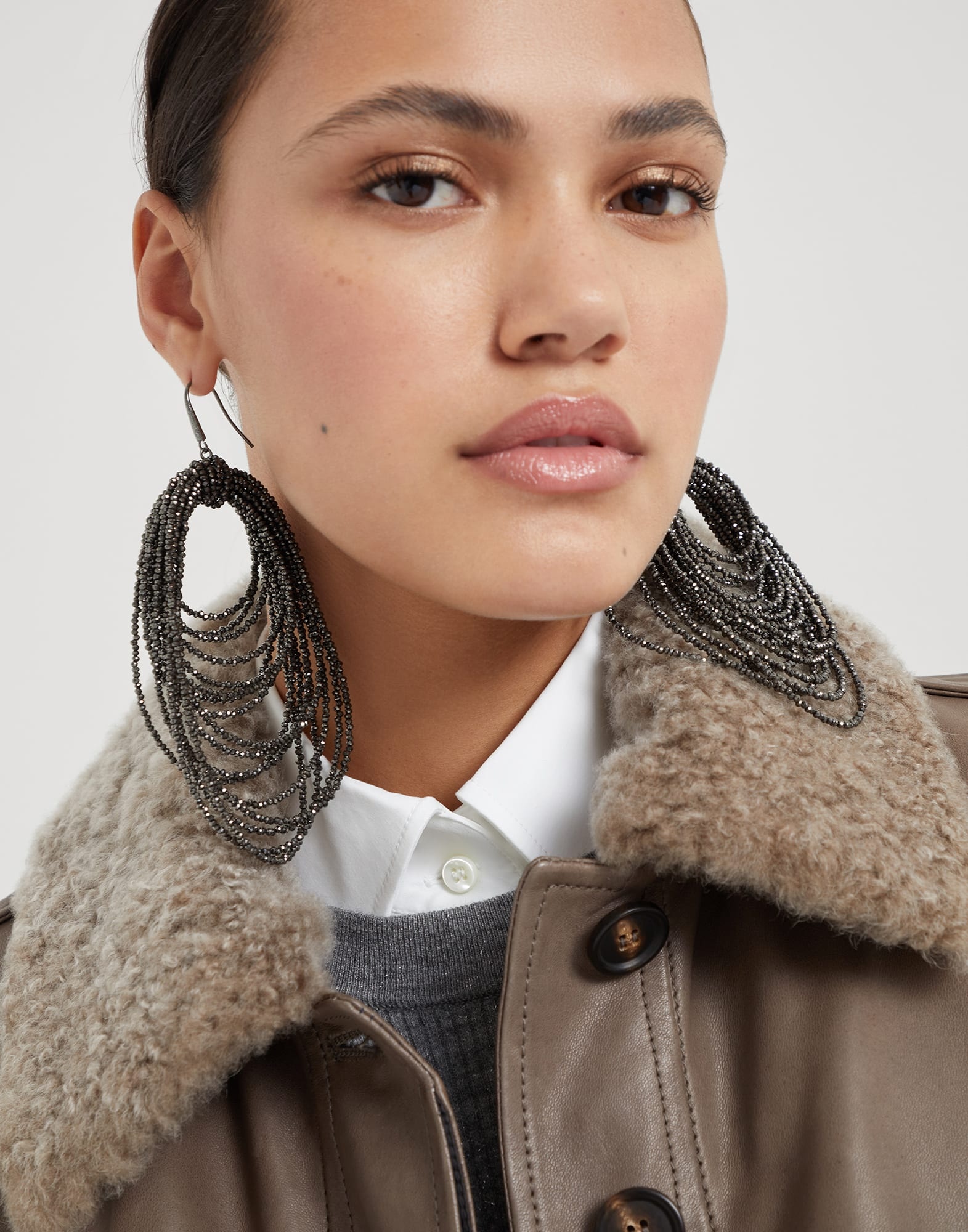 Vetro dangling hoop earrings - 3