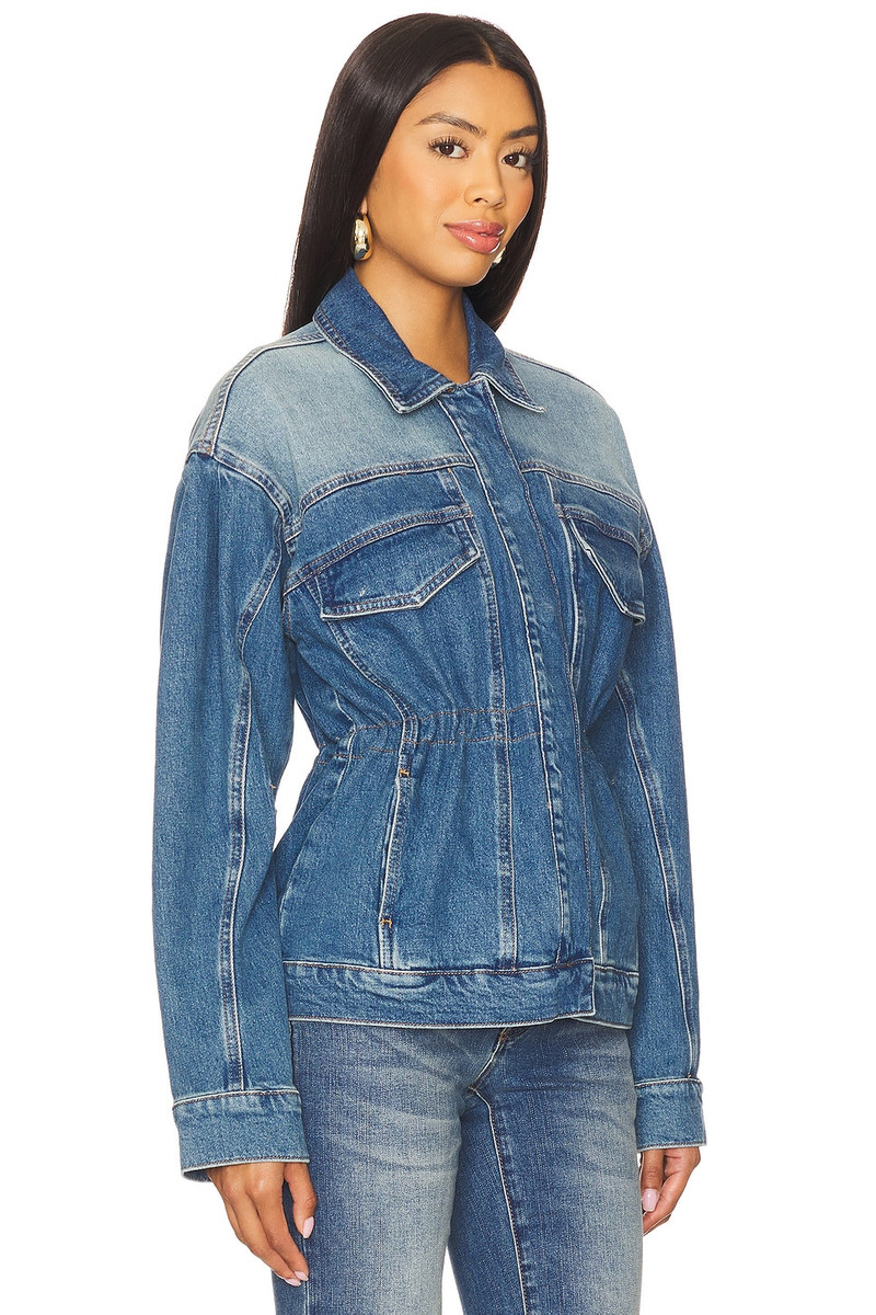 GOOD AMERICAN Barrel Sleeve Denim Jacket outlook