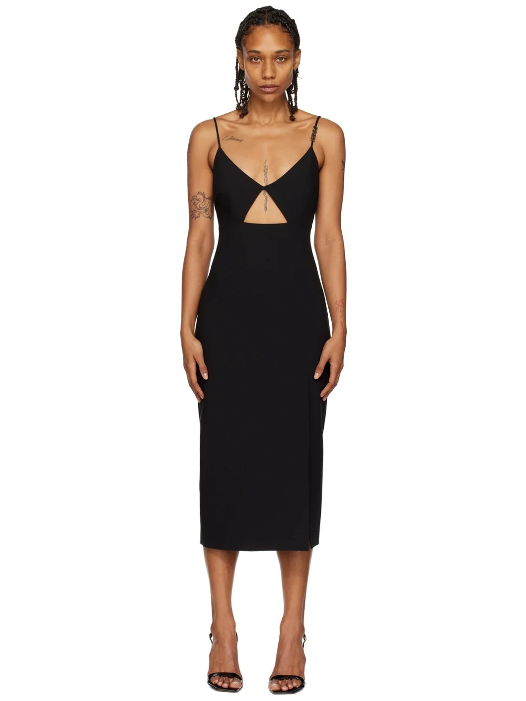 Black Cutout Midi Dress - 1
