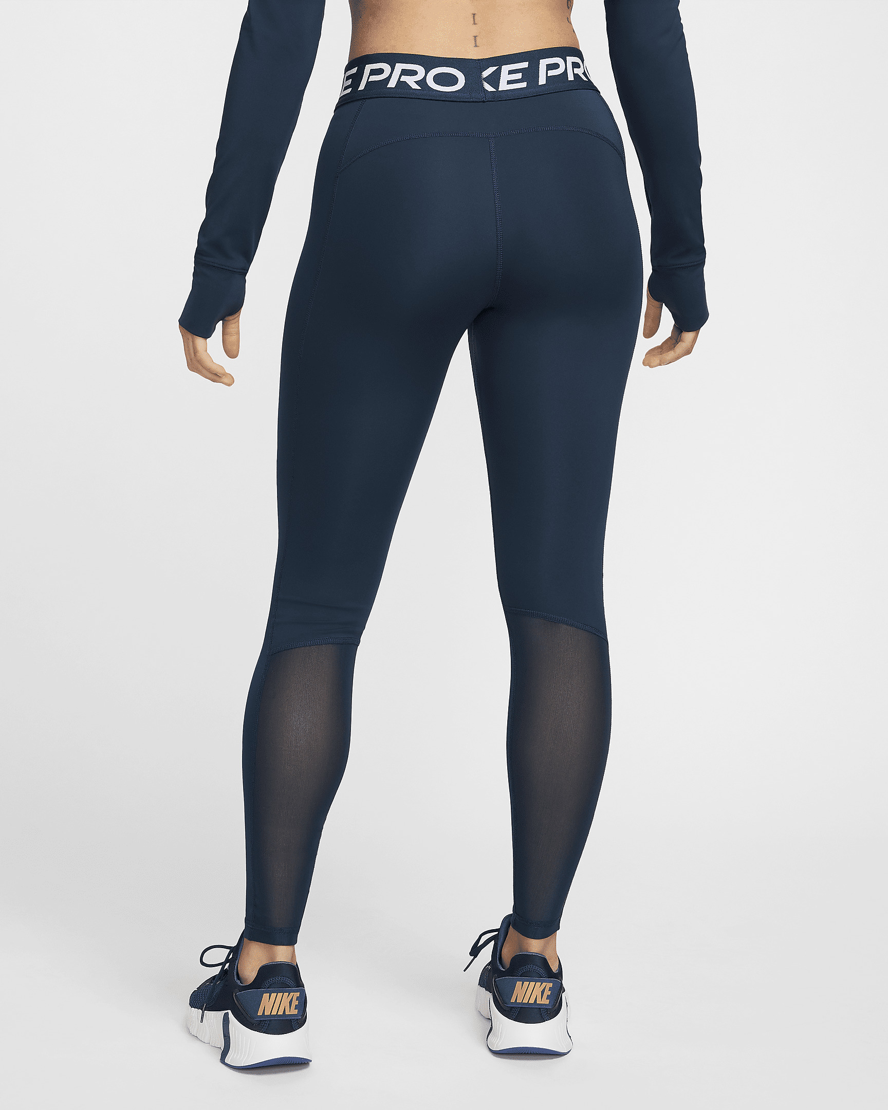 Nike Pro Women's Mid-Rise Mesh-Paneled Leggings - 2