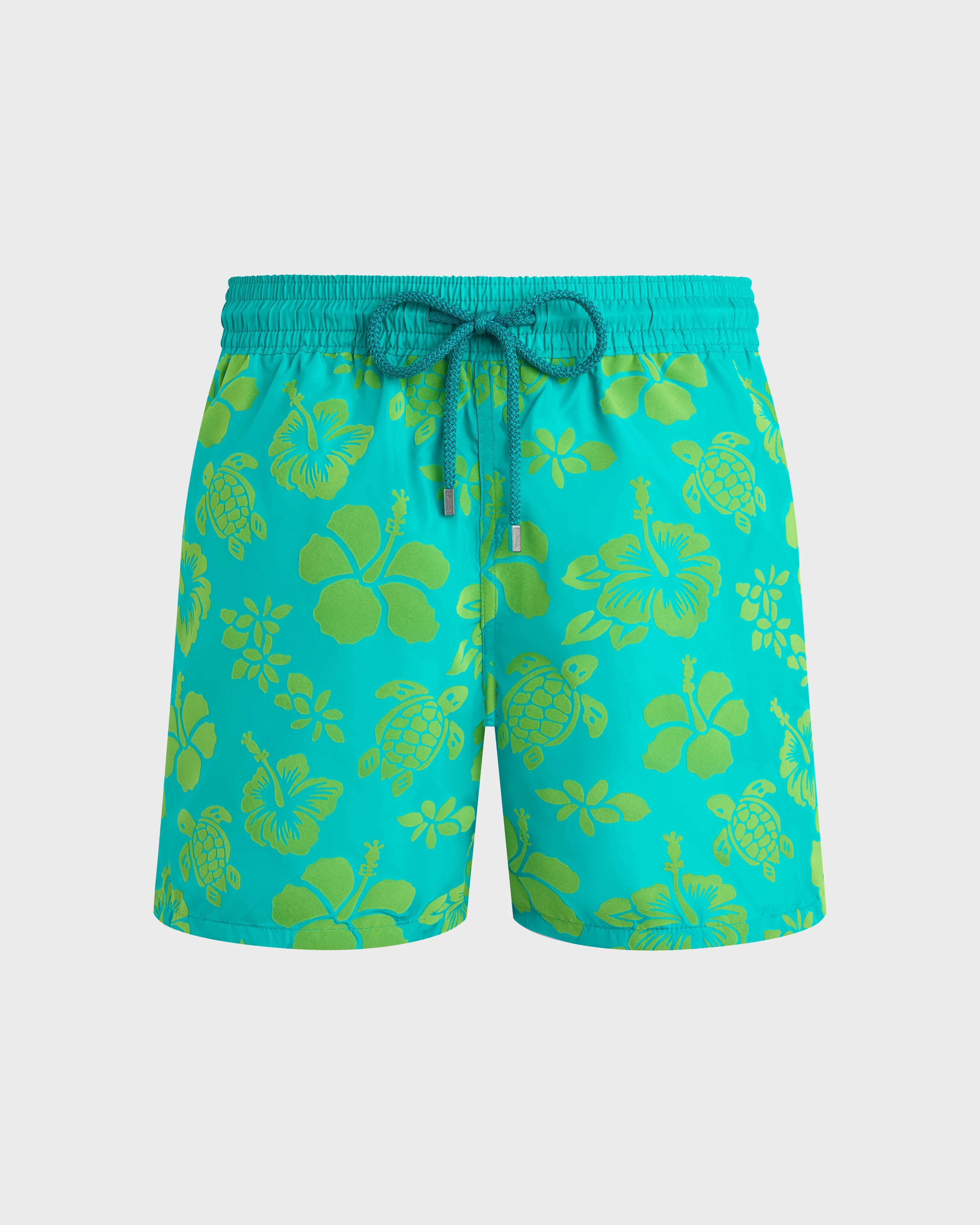Men Ultra-light and packable Flocked Swim Shorts Tropical Turtle - 1