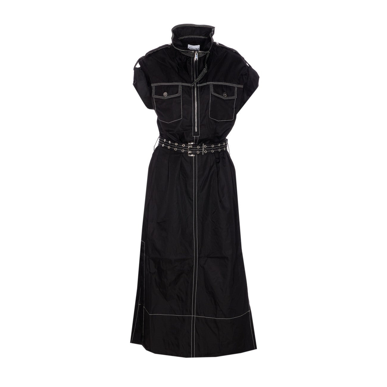Ganni Women Duchesse Nylon Long Dress - 1