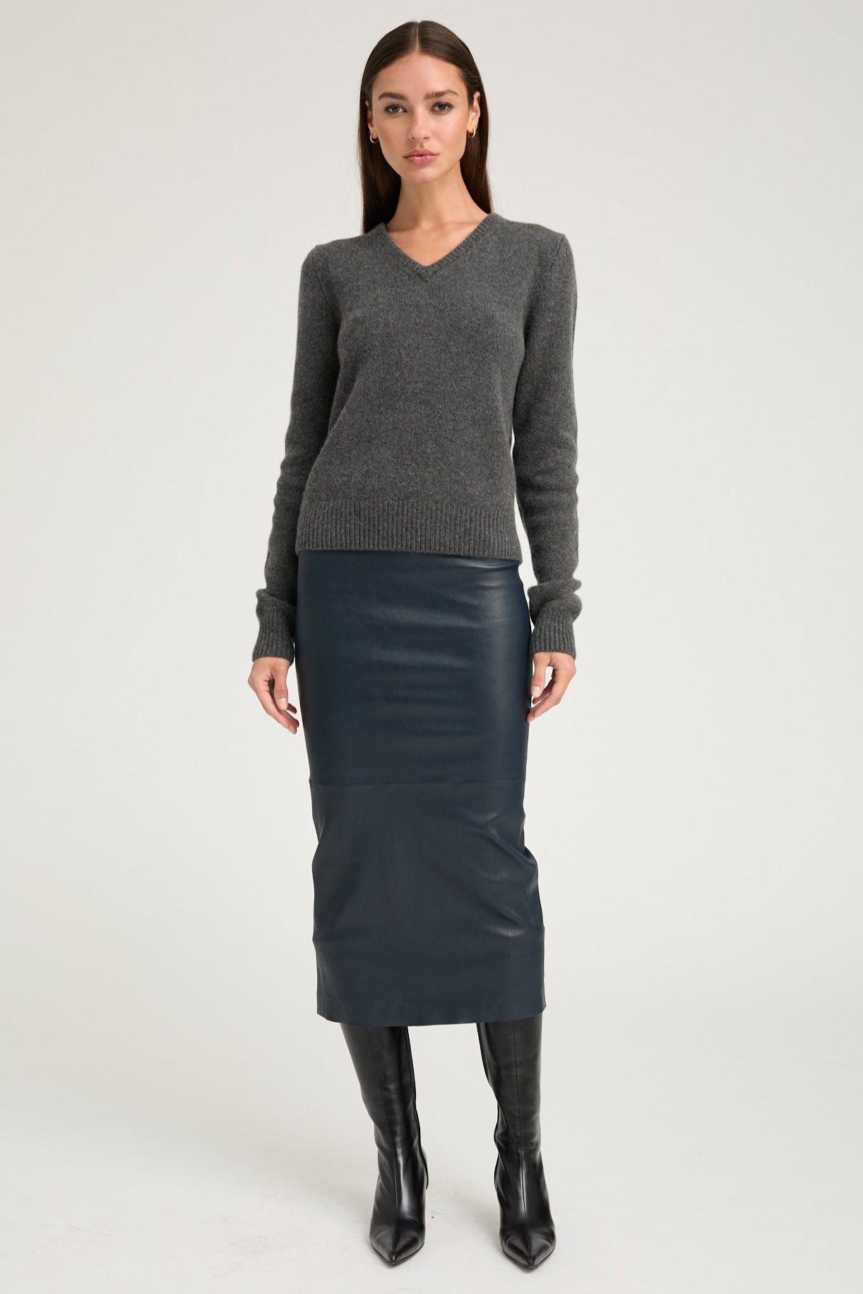 MIDNIGHT LEATHER TUBE SKIRT - 2