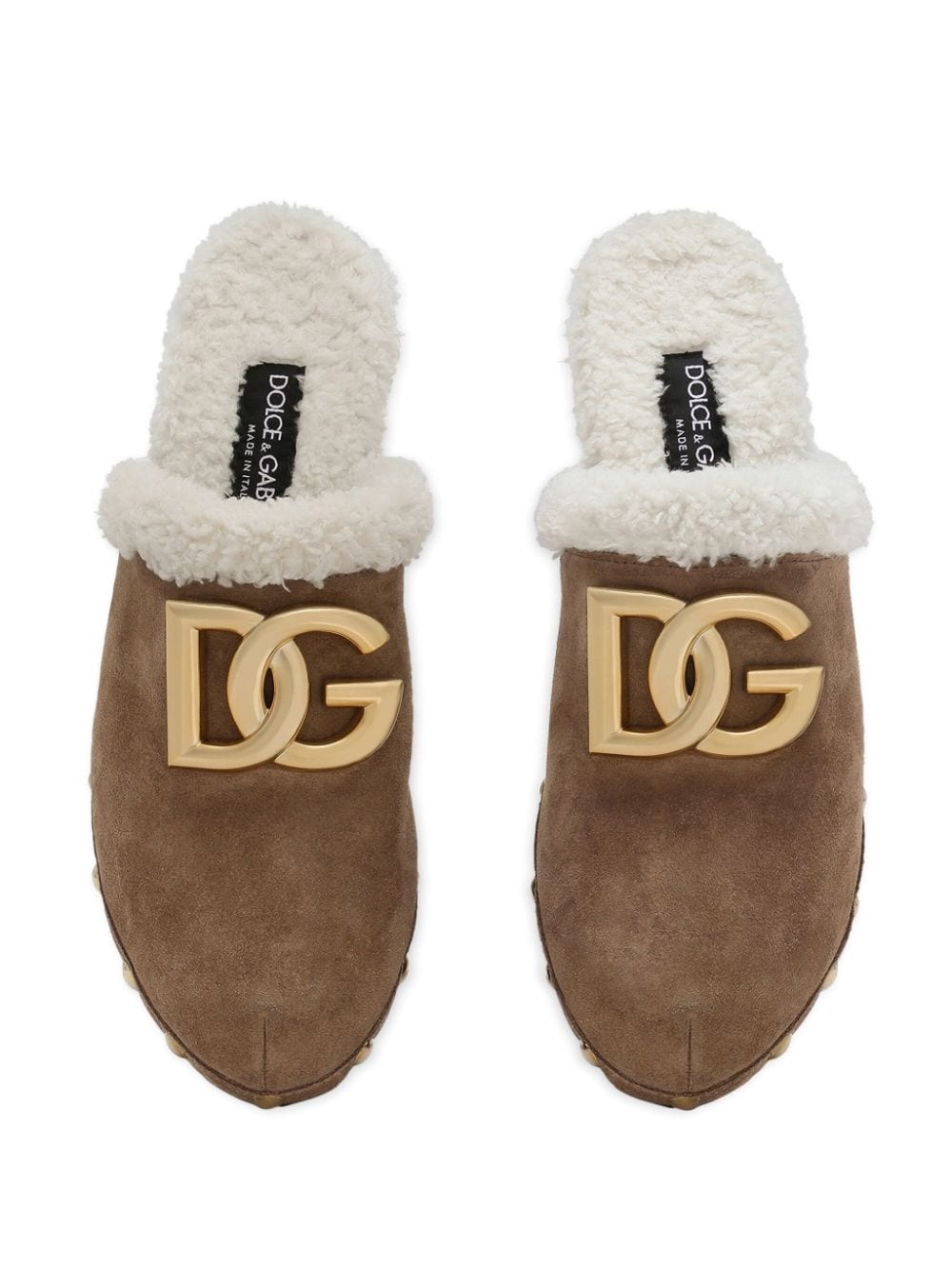 logo-plaque suede clogs - 4
