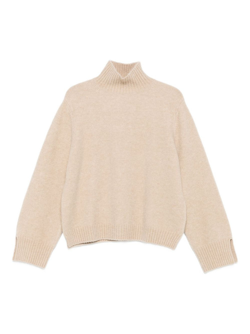 high-neck split-cuff sweater 1