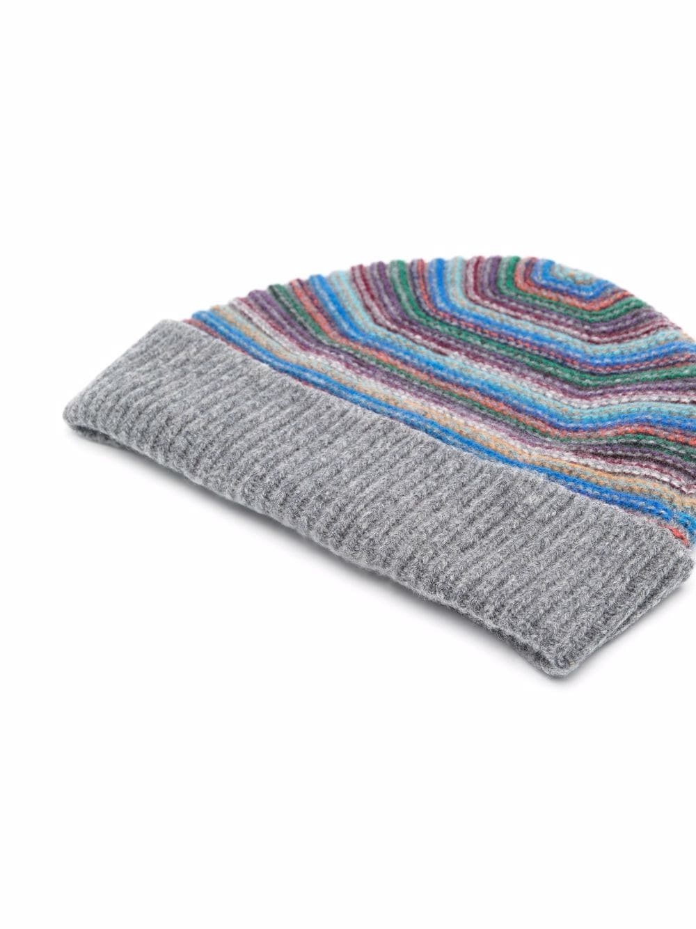 stripe knitted wool beanie - 2