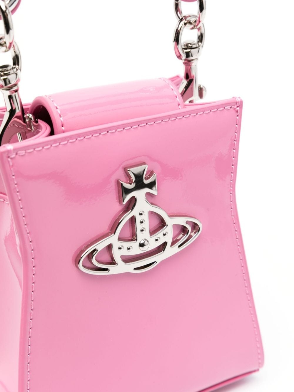 Orb-plaque patent leather bag - 4