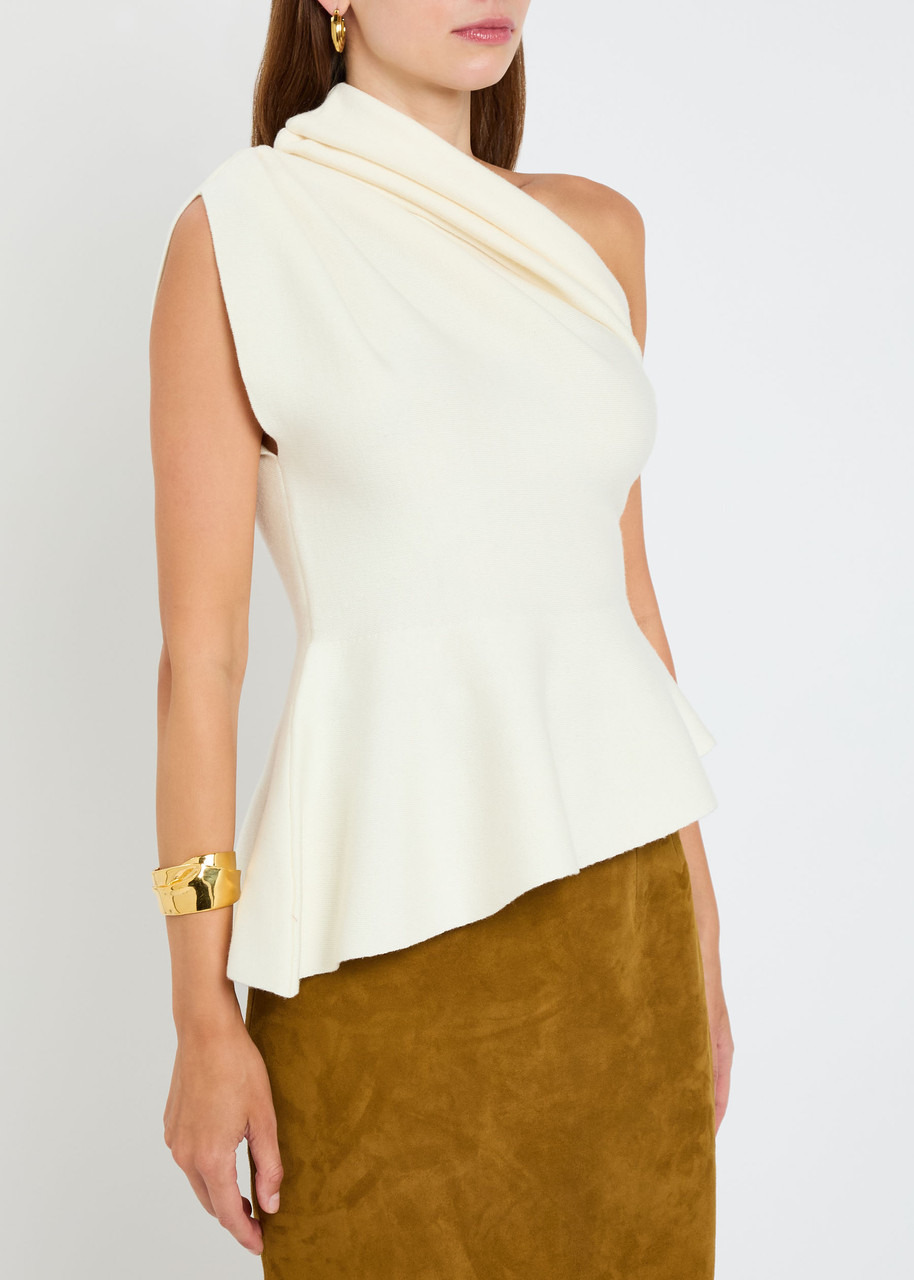 Khaite Aime Asymmetric Wool-blend top - 2