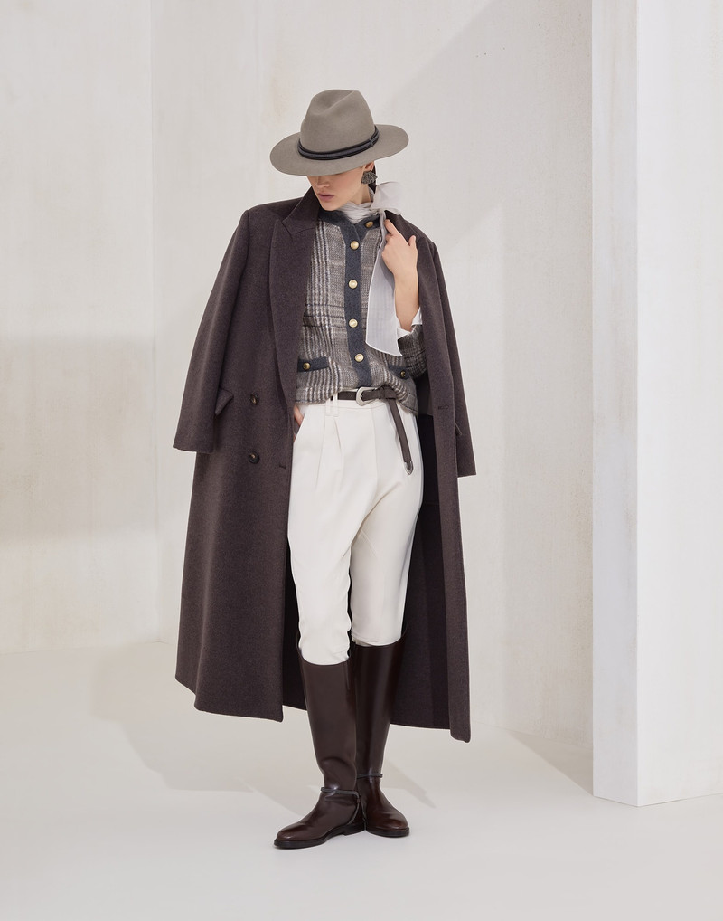 Hand-crafted coat in virgin wool and cashmere double cloth with monili 5