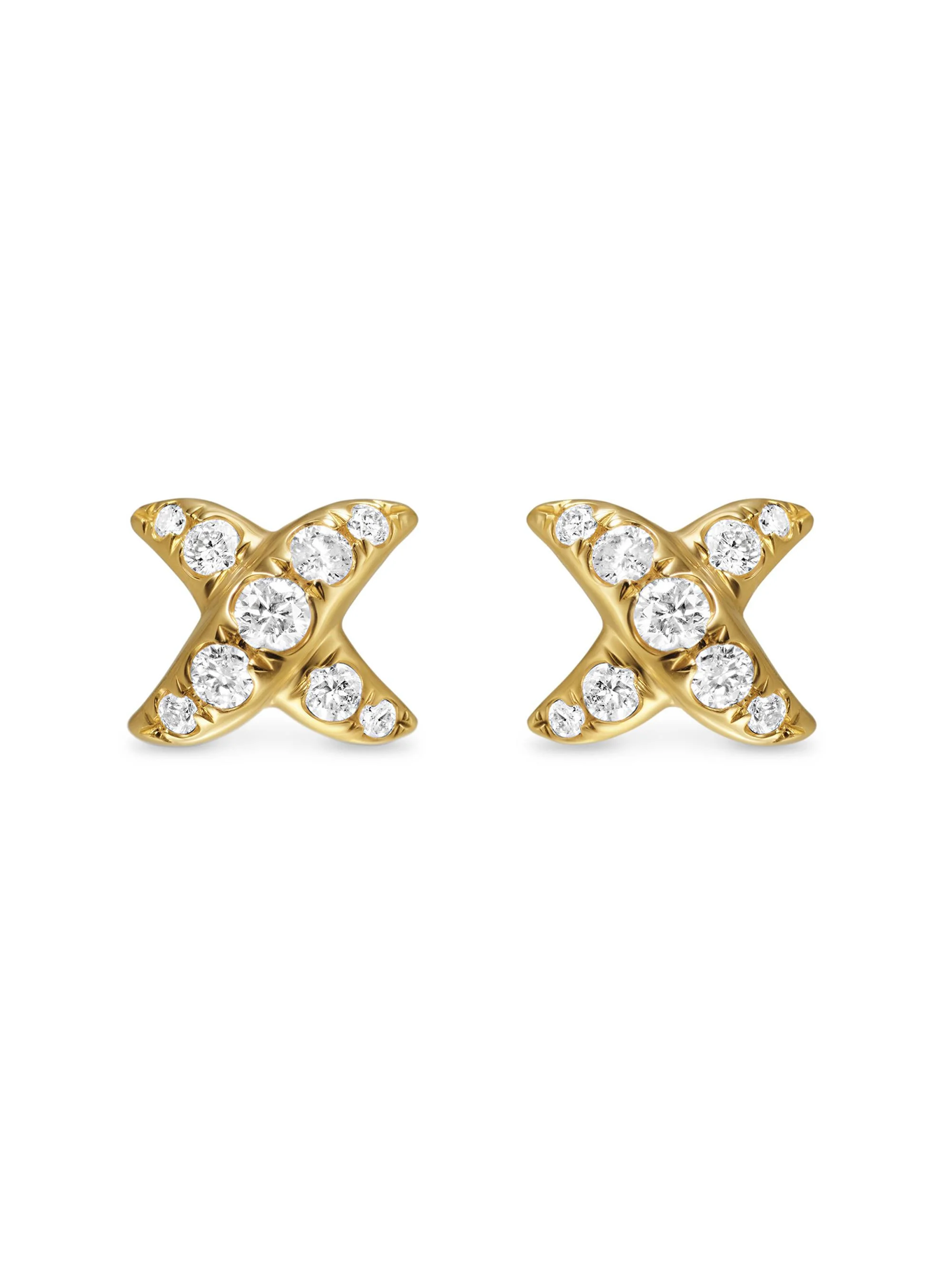 Women's Crossover x Stud Earrings in 18K Yellow Gold with Diamonds, 6MM - Diamond - 1