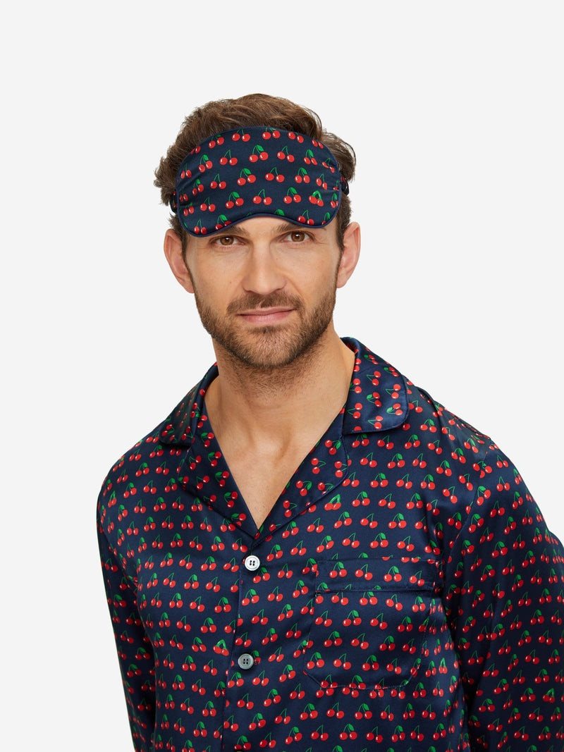 Derek Rose Eye Mask Brindisi 77 Silk Satin Navy outlook