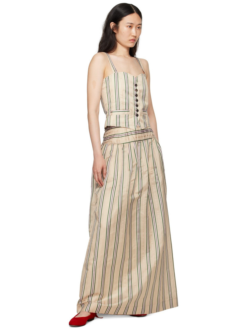 BODE Beige Antique Stripe Stowe Midi Skirt outlook