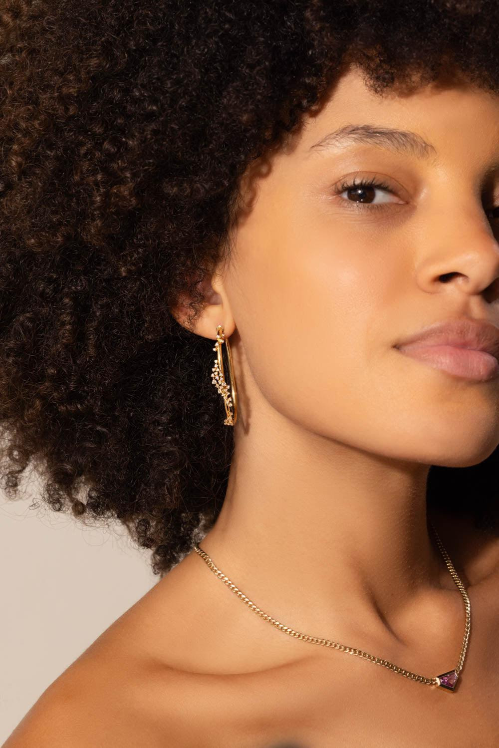 Large Scatter Diamond Hoop Earrings - 2