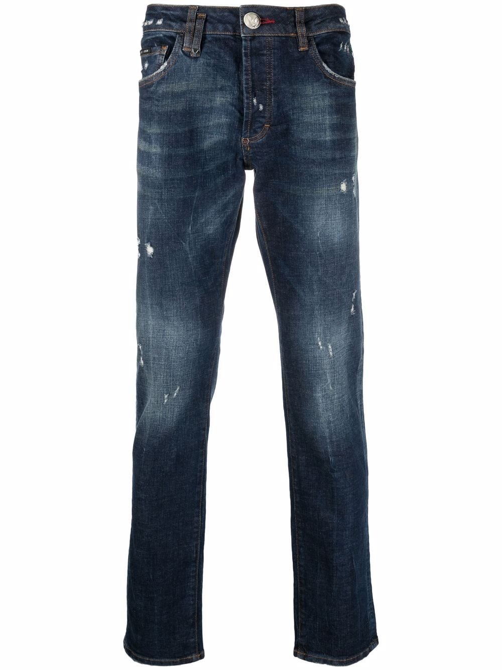 distressed logo-print jeans - 1