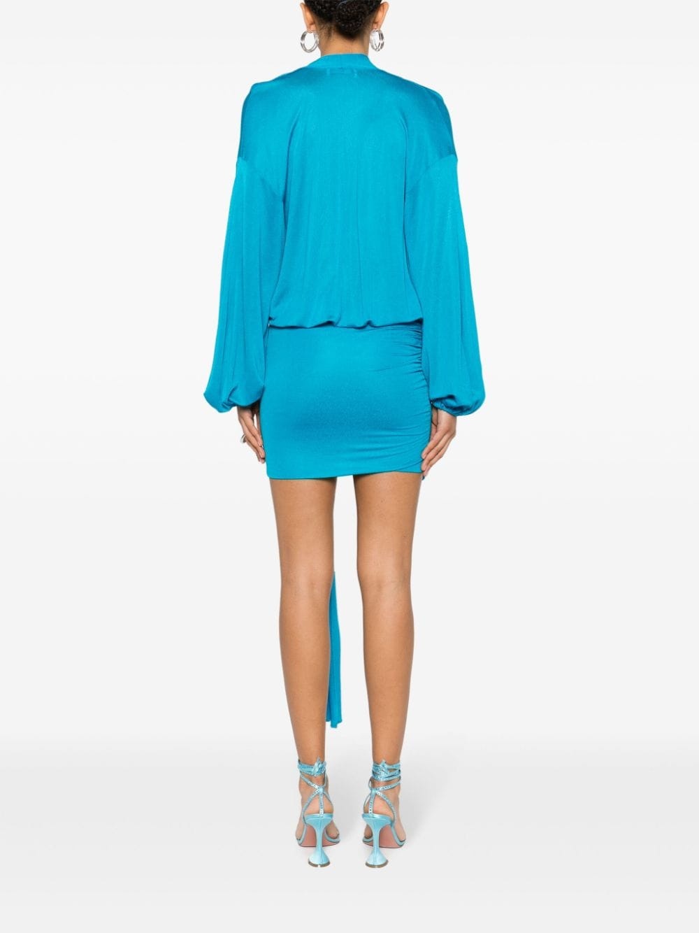 draped V-neck mini dress - 8