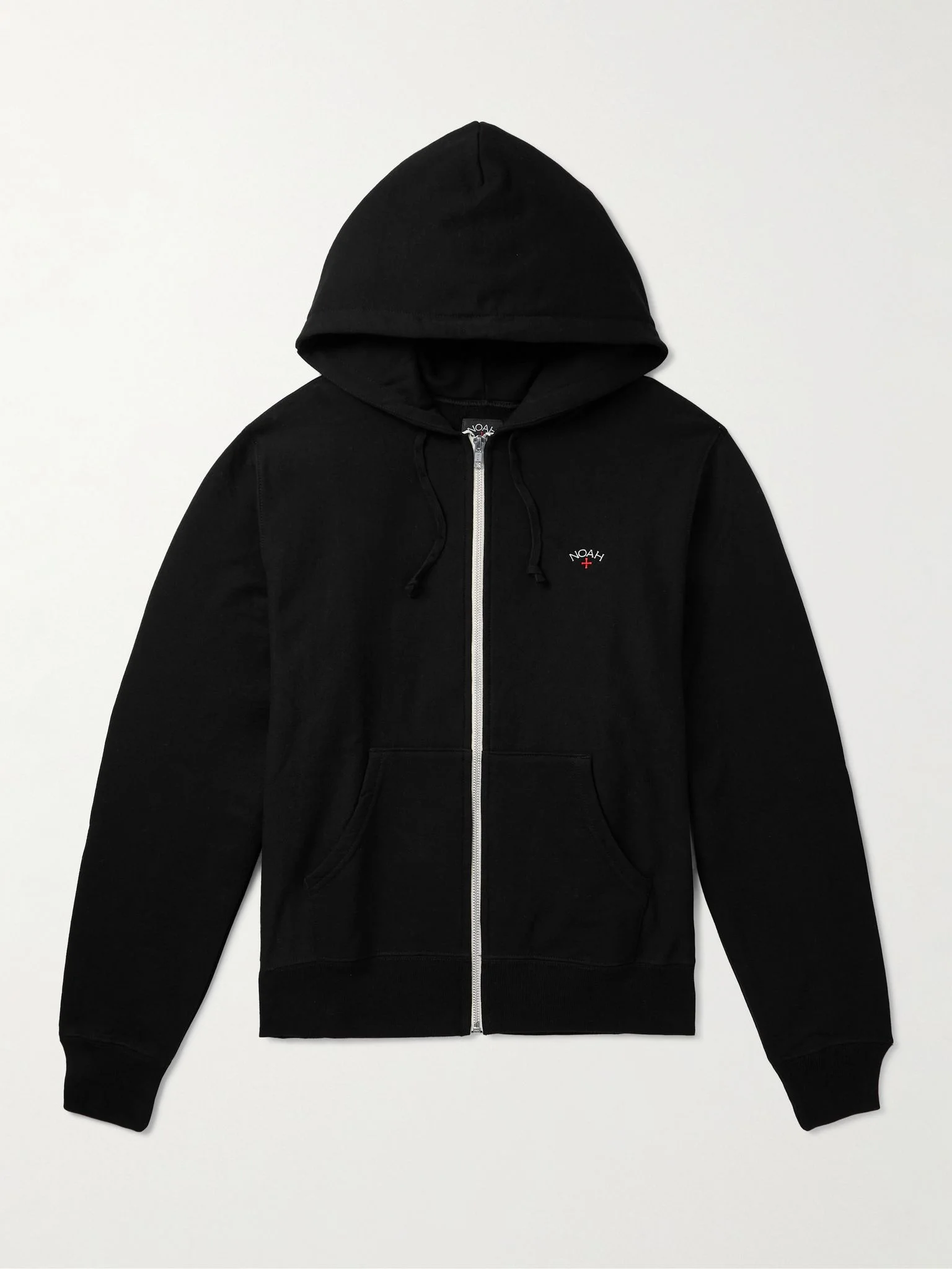 Logo-Embroidered Cotton-Jersey Zip-Up Hoodie Black - 1