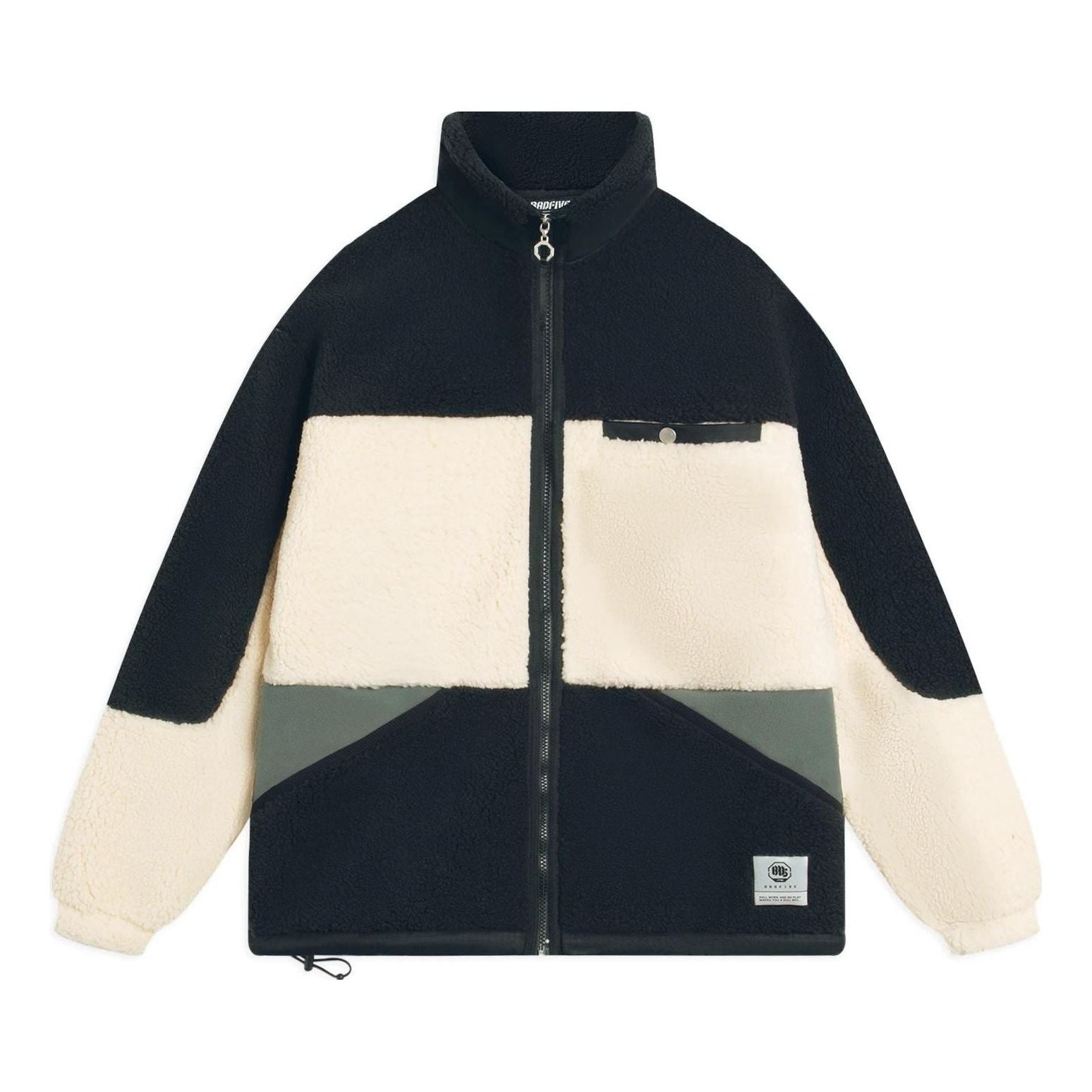 Li-Ning BadFive Graphic Color Block Polar Fleece Jacket 'Black Beige' AFDSA71-3 - 1