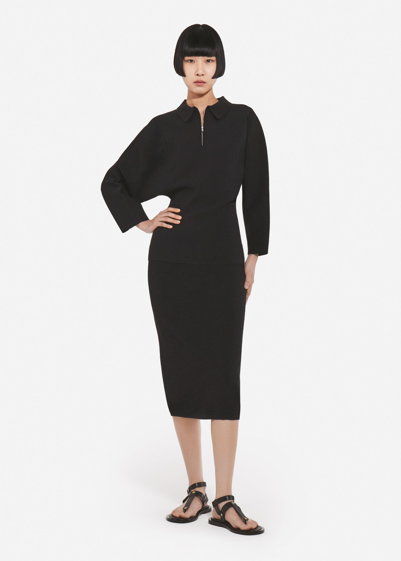 Collared Zipper Polo Top in Viscose 3