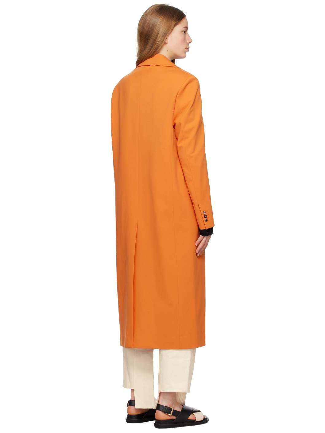 Orange Single-Breasted Coat - 3