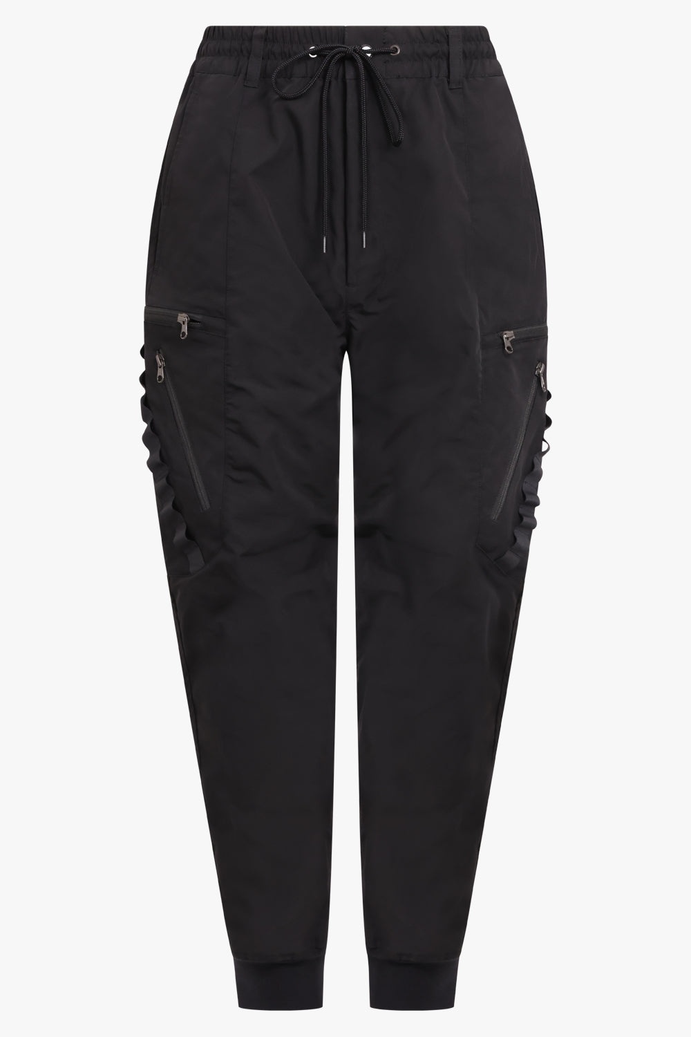 ZIP POCKET DETAIL CARGO CUFFED PANT | BLACK - 1