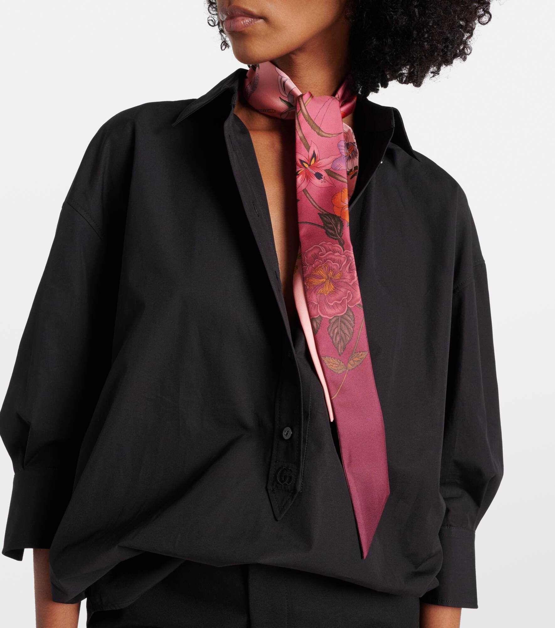 Floral silk twill scarf - 2
