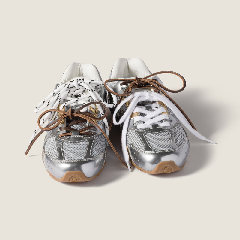 New Balance X Miu Miu 530 SL metallic leather and mesh sneakers 4
