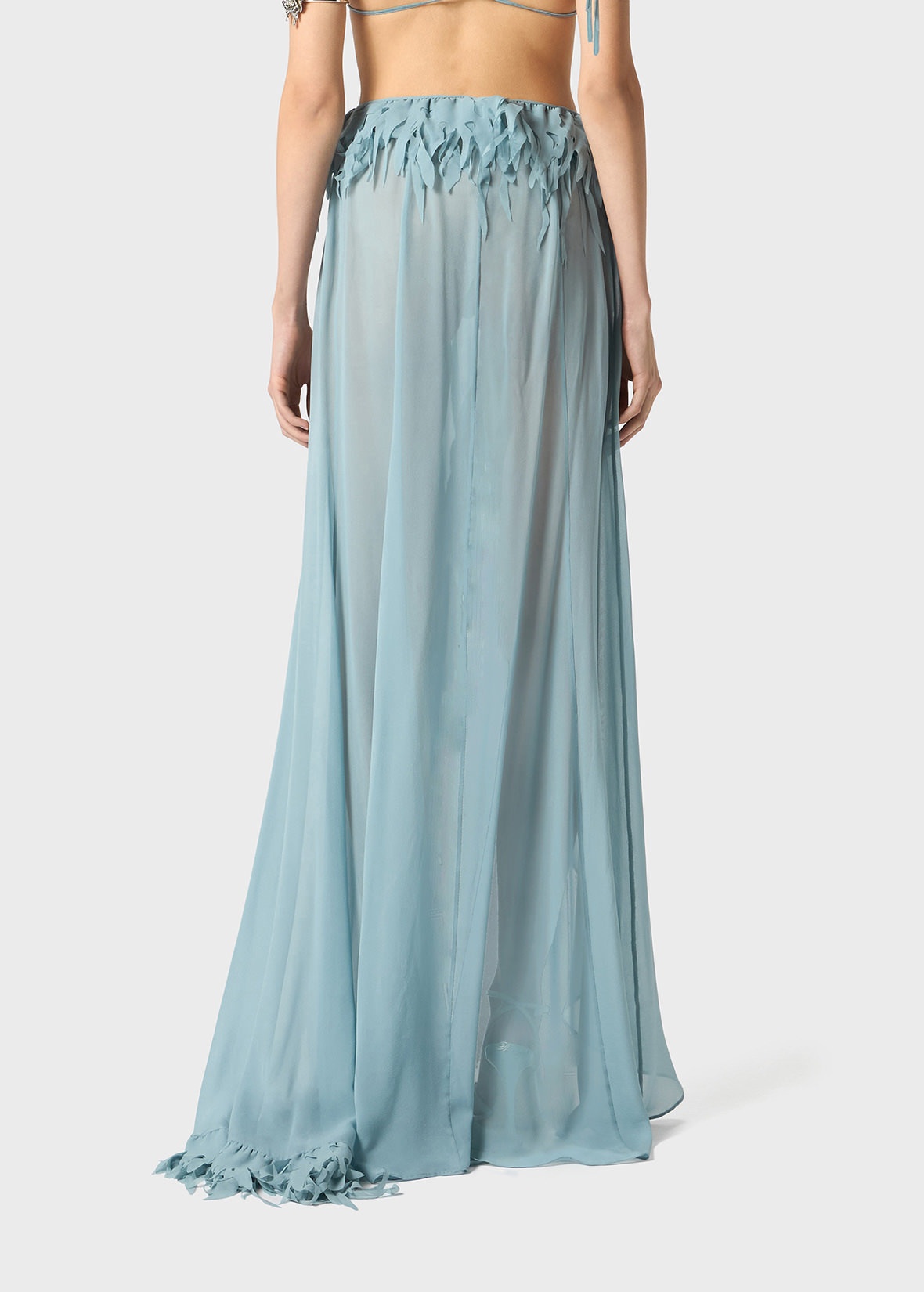 LONG SKIRT IN GEORGETTE WITH FRINGES - 4