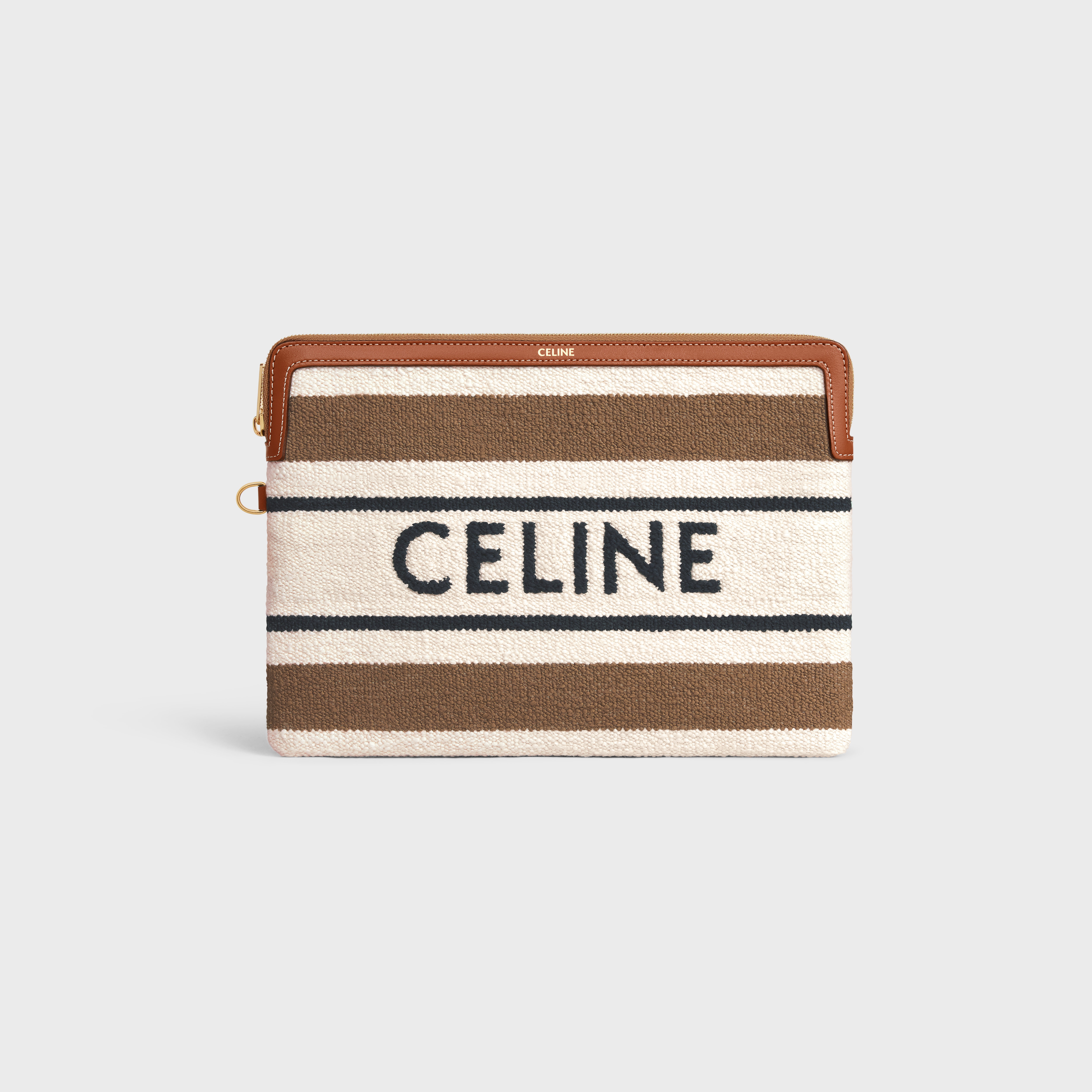 SMALL POUCH WITH STRAP celine signature in striped textile with celine JACQUARD - 2