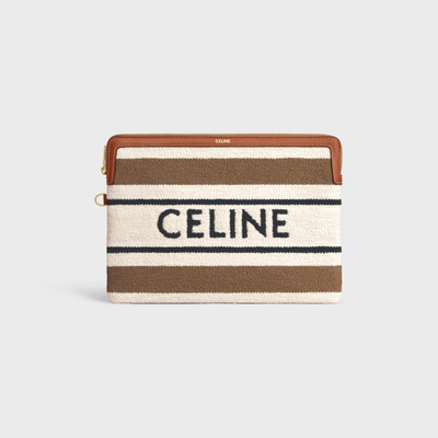 CELINE SMALL POUCH WITH STRAP celine signature in striped textile with celine JACQUARD outlook