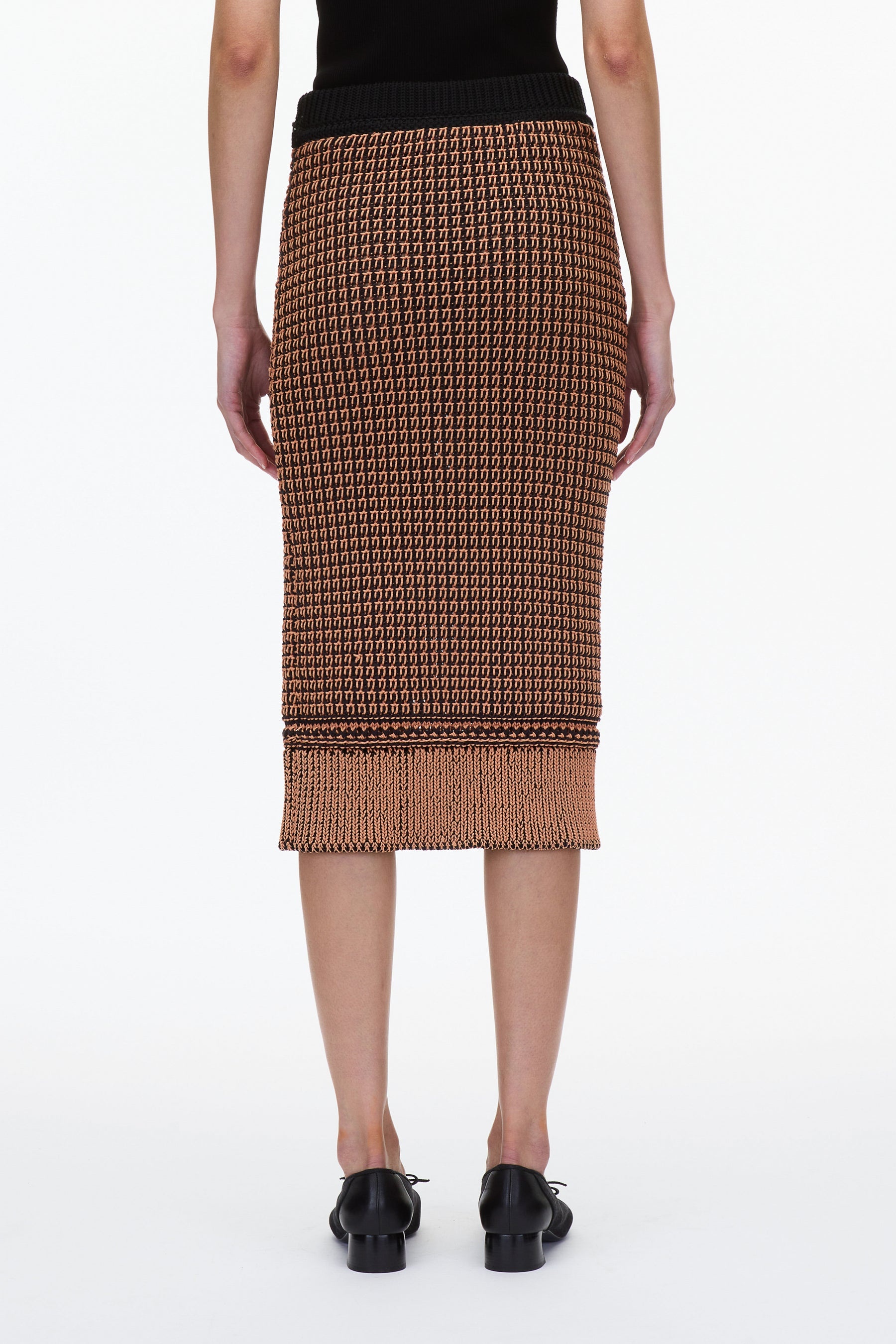 Bi-Color Knit Pencil Skirt - 4
