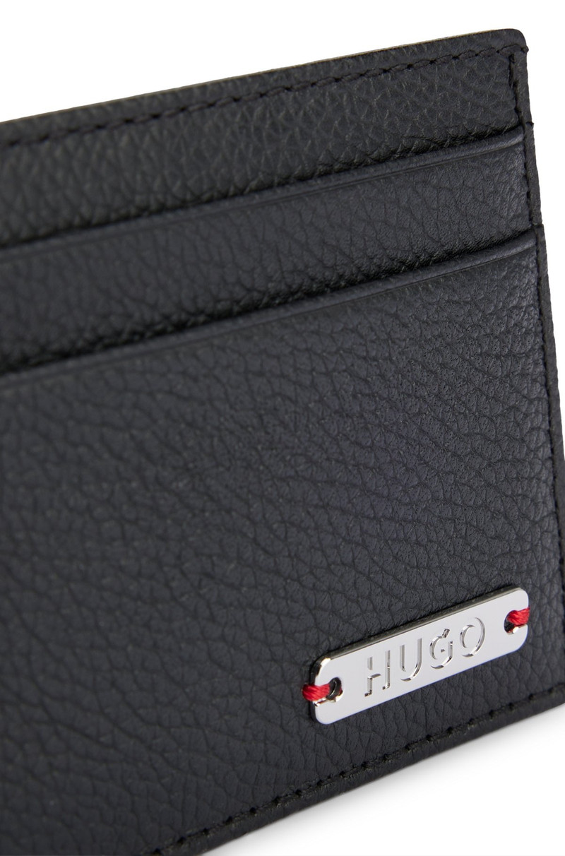 HUGO GRAINED-LEATHER CARD HOLDER WITH LOGO PLATE outlook
